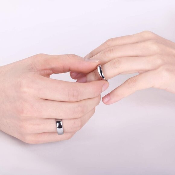 2mm 4mm 6mm 8mm Tungsten Wedding Band Ring for Men Women Silver/Rose Gold/Rainbo - Picture 5 of 6